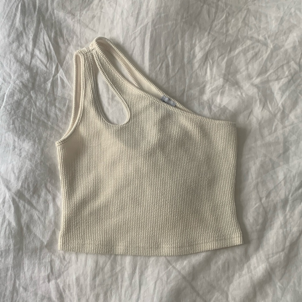 Princess polly one shoulder cream crop top